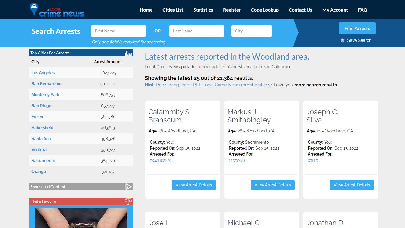 Woodland California Arrest Records | Local Crime News